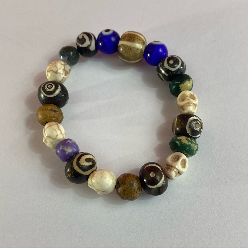 Handmade by me Buffalo bone with other gems bracelet fits kids small to medium